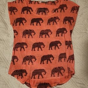 Orange Elephant Print T-Shirt